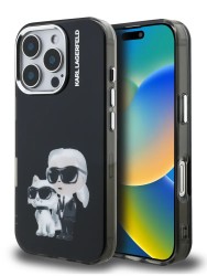 Karl Lagerfeld для iPhone 16 Pro Max чехол PC/TPU Aquarelle Karl & Choupette Black