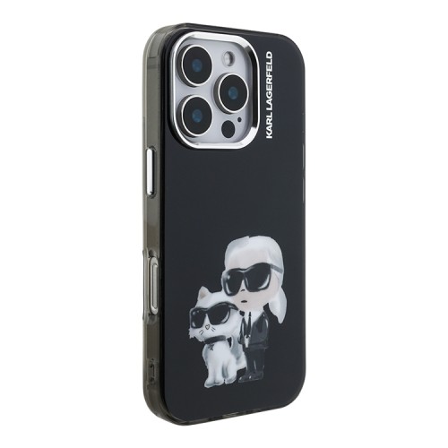 Karl Lagerfeld для iPhone 16 Pro Max чехол PC/TPU Aquarelle Karl & Choupette Black