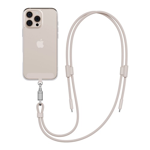 Energea Кабель +Ремешок Lasso 2in1 USB-C to USB-C cable PD240W 5A +Crossbody phone strap 1.5m Sand
