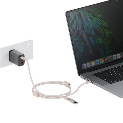 Energea Кабель +Ремешок Lasso 2in1 USB-C to USB-C cable PD240W 5A +Crossbody phone strap 1.5m Sand