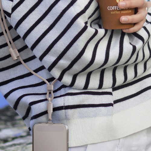 Energea Кабель +Ремешок Lasso 2in1 USB-C to USB-C cable PD240W 5A +Crossbody phone strap 1.5m Sand