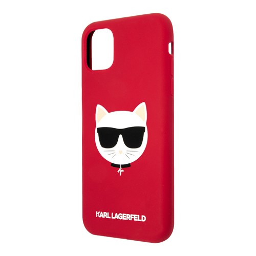Чехол Karl Lagerfeld Liquid silicone Choupette Hard для iPhone 11, красный
