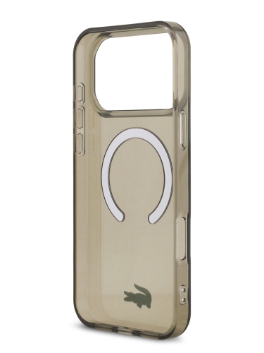 Lacoste для iPhone 17 Pro чехол IML Croc logo Hard Transparent Black (MagSafe)