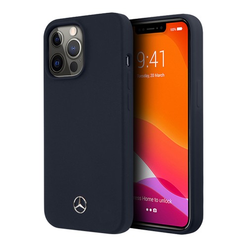 Чехол Mercedes Liquid Silicone Hard для iPhone 13 Pro, синий