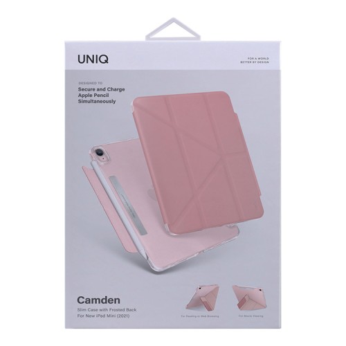 Чехол Uniq Camden Anti-microbial для iPad mini 7 (2024) / mini 6 (2021) с отсеком для стилуса, розовый