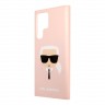 Чехол Karl Lagerfeld Liquid silicone Karl's Head Hard для Galaxy S22 Ultra, розовый