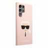 Чехол Karl Lagerfeld Liquid silicone Karl's Head Hard для Galaxy S22 Ultra, розовый