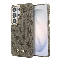 Guess для Galaxy S26 Ultra чехол PU 4G Script metal logo &amp; Camera Hard Brown (MagSafe)
