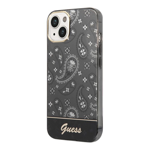 Чехол Guess Paisley w Electroplated camera Hard для iPhone 14 Plus, черный