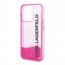 Чехол Lagerfeld Liquid glitter Elongated logo Hard Translucent для iPhone 14 Pro, розовый