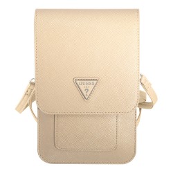 Сумка Guess Wallet Bag Saffiano Triangle logo для смартфонов, бежевая