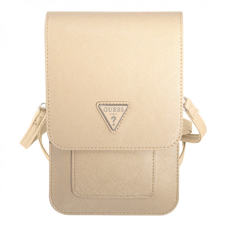 Сумка Guess Wallet Bag Saffiano Triangle logo для смартфонов, бежевая