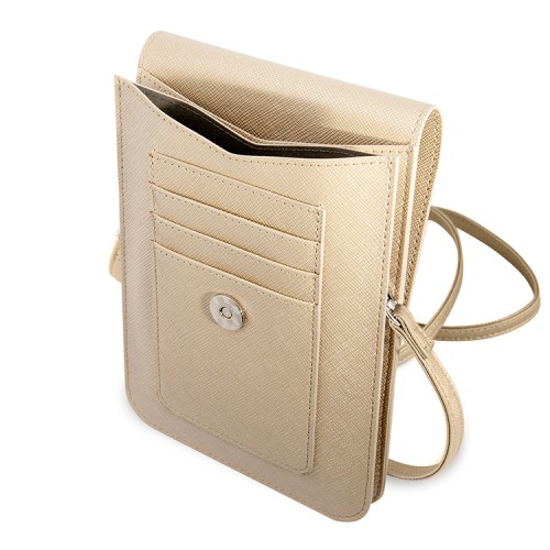 Сумка Guess Wallet Bag Saffiano Triangle logo для смартфонов, бежевая