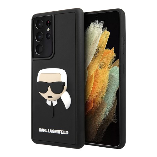Чехол Lagerfeld 3D Rubber Karl's head Hard для Galaxy S21 Ultra, черный