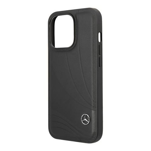 Кожаный чехол Mercedes Leather Wave III Hard для iPhone 14 Pro Max, черный