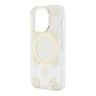 Чехол Guess Peony Glitter Hard для iPhone 14 Pro, прозрачный/золотой (MagSafe)