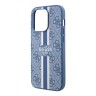 Чехол Guess PU 4G Stripes Hard для iPhone 13 Pro Max, голубой (MagSafe)