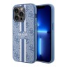 Чехол Guess PU 4G Stripes Hard для iPhone 13 Pro Max, голубой (MagSafe)