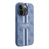 Чехол Guess PU 4G Stripes Hard для iPhone 13 Pro Max, голубой (MagSafe)