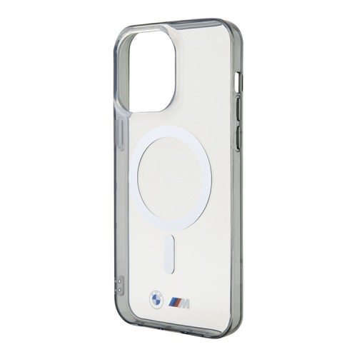 Чехол BMW M-Collection Silver Ring Hard для iPhone 14 Pro, прозрачный (MagSafe)