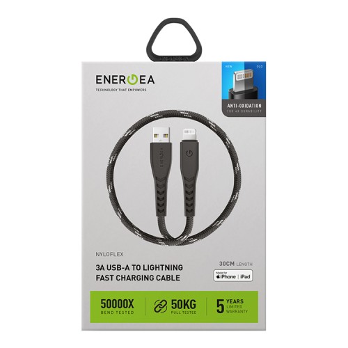 EnergEA Кабель NyloFlex USB-C to USB-C 480Mbps 5A Black (30 см)