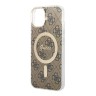 Guess для iPhone 15 Plus чехол PC/TPU 4G Hard Brown/Gold (MagSafe)