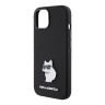 Karl Lagerfeld для iPhone 15 чехол Liquid silicone NFT Choupette metal pin Hard Black