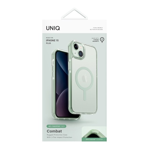 Uniq для iPhone 15 Plus чехол Combat AF Cool Mint (MagSafe)