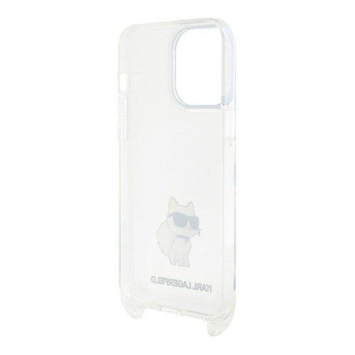 Karl Lagerfeld для iPhone 14 Pro Max чехол Crossbody PC/TPU NFT Choupette + Big Strap Hard Transparent