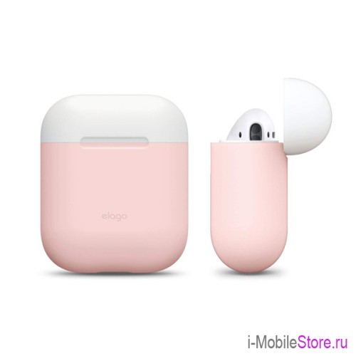 Чехол Elago Silicone DUO для AirPods 1/2, Pink с крышками White и Pastel Blue
