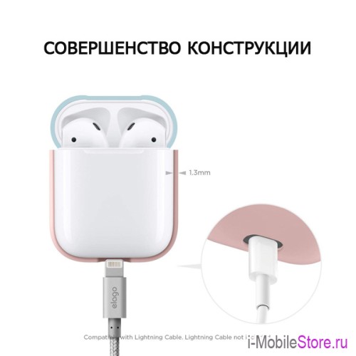 Чехол Elago Silicone DUO для AirPods 1/2, Pink с крышками White и Pastel Blue