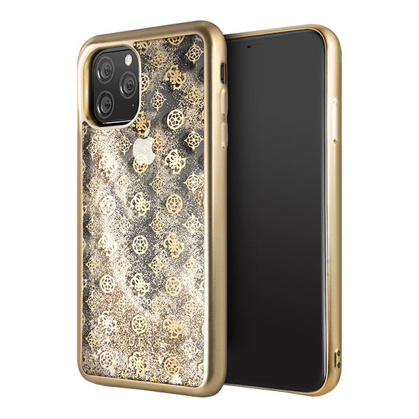 Чехол Guess Glitter 4G Peony Hard для iPhone 11 Pro Max, золотой