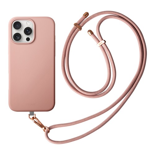 Uniq для iPhone 16 Pro чехол COEHL CREME Liquid silicone with Strap Bullet Pink (MagSafe)