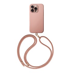 Uniq для iPhone 16 Pro чехол COEHL CREME Liquid silicone with Strap Bullet Pink (MagSafe)