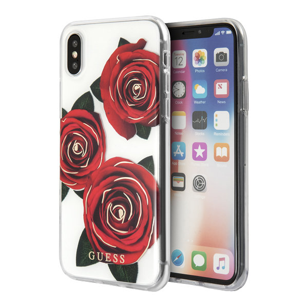 Чехол Guess Flower desire Transparent Hard для iPhone XS Max, Red Roses