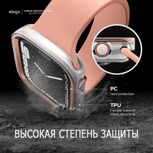Elago для Apple Watch 40/41 mm чехол DUO case Clear/Rose gold