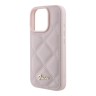 Guess для iPhone 16 Pro чехол PU Quilted with Script metal logo Hard Pink