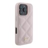 Guess для iPhone 16 Pro чехол PU Quilted with Script metal logo Hard Pink