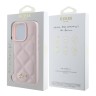Guess для iPhone 16 Pro чехол PU Quilted with Script metal logo Hard Pink