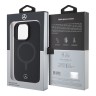 Mercedes для iPhone 16 Pro чехол Leather Plain Smooth with Ring Metal logo Hard Black (MagSafe)