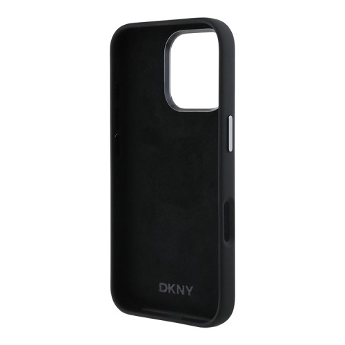 DKNY для iPhone 16 Pro Max чехол Liquid Silicone Stack Metal logo and Camera Hard Black