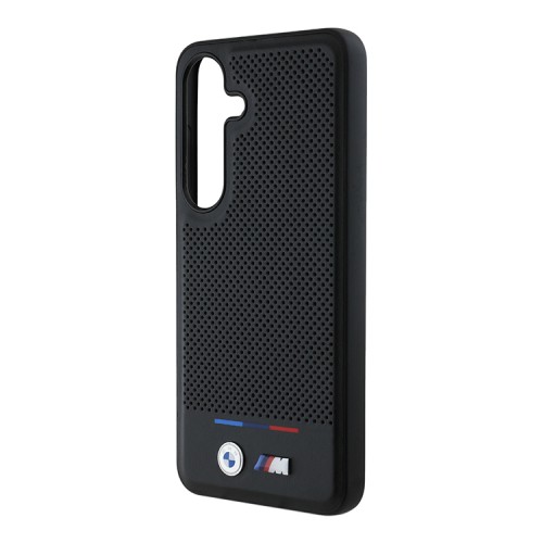 BMW для Galaxy S25+ чехол M-Collection PU Perforated Tricolor Metal logo Hard Black (MagSafe)