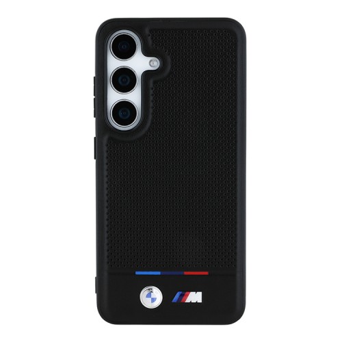 BMW для Galaxy S25+ чехол M-Collection PU Perforated Tricolor Metal logo Hard Black (MagSafe)