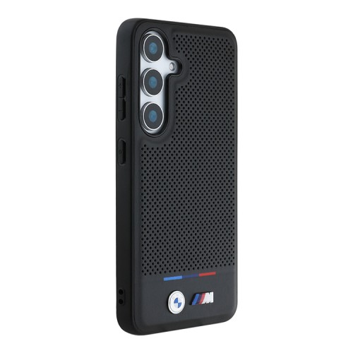 BMW для Galaxy S25+ чехол M-Collection PU Perforated Tricolor Metal logo Hard Black (MagSafe)
