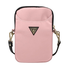 Сумка Guess для смартфонов, 18 х 12 см, Nylon Triangle metal logo розовая