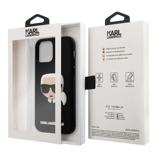 Чехол Karl Lagerfeld 3D Rubber Karl's head Hard для iPhone 12 Pro Max, черный