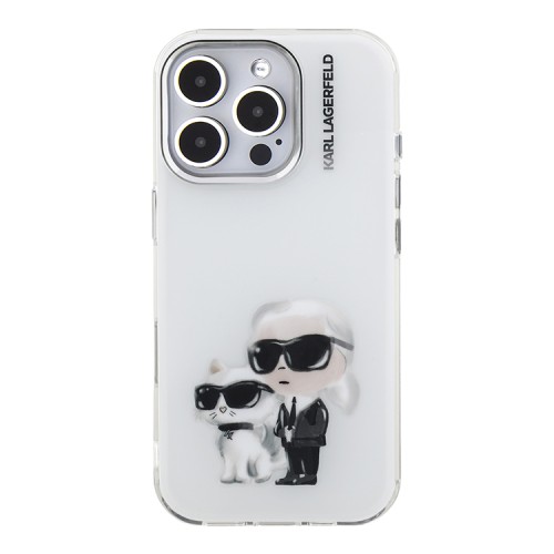 Karl Lagerfeld для iPhone 16 Pro Max чехол PC/TPU Aquarelle Karl & Choupette White