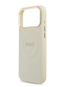 Guess для iPhone 17 Pro Max чехол PU Saffiano Peony Metal logo Gold camera Hard Beige (MagSafe)