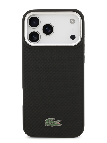 Lacoste для iPhone 17 Pro чехол PVC Metal Lacquer logo with Camera Stand Hard Black (MagSafe)