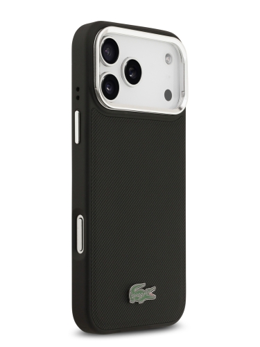 Lacoste для iPhone 17 Pro чехол PVC Metal Lacquer logo with Camera Stand Hard Black (MagSafe)